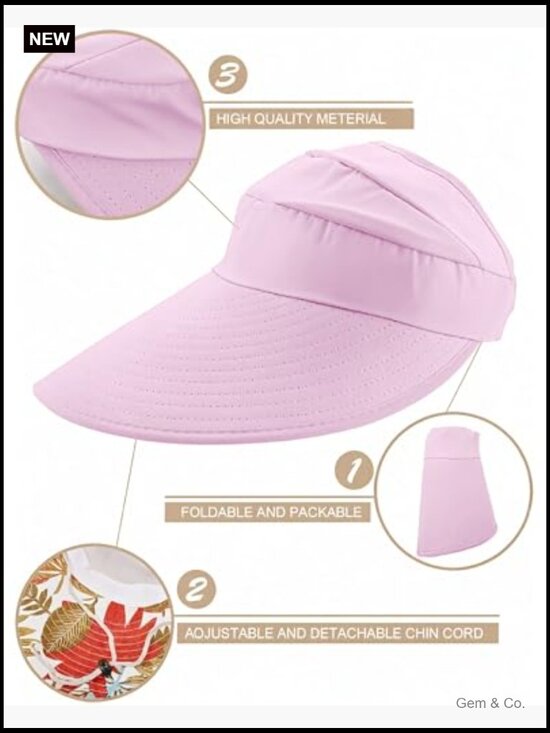 2pk Wide Brim Sun Visor Hats UV Protection Foldable Beach Hat main image 7